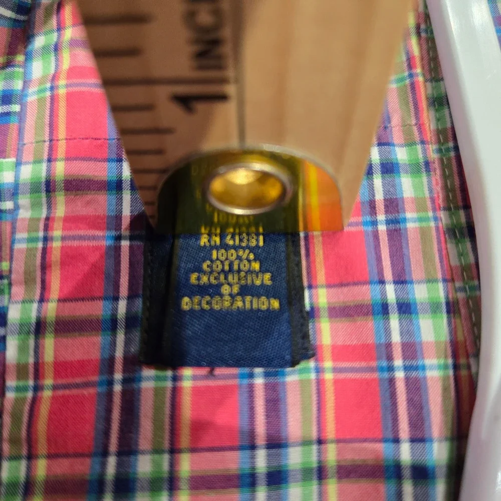 Polo Ralph Lauren Button Down Mens XXL Pink Plaid Cotton Long Sleeve